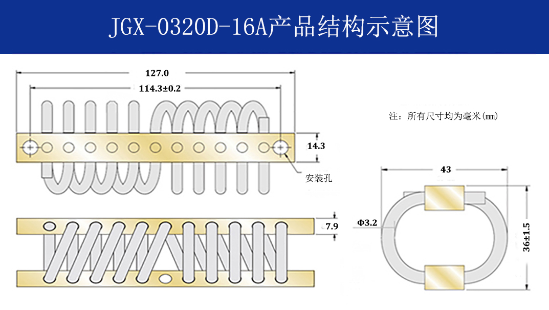 JGX-0320D-16A多應用鋼絲繩隔振器結(jié)構(gòu)